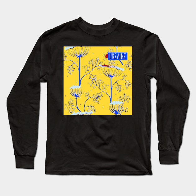 ornament of dill plants in the colors of the Ukrainian national flag Long Sleeve T-Shirt by Olga Berlet